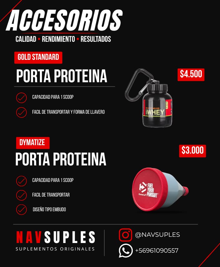 Porta proteína Gold Standard y Dymatize