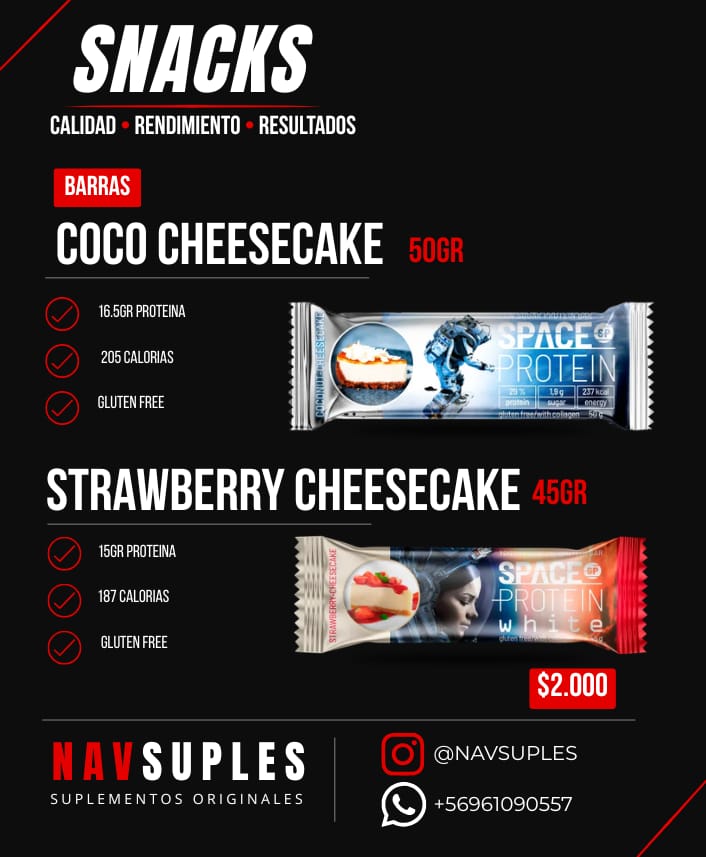 Barra Coco Cheesecake y Strawberry Cheesecake