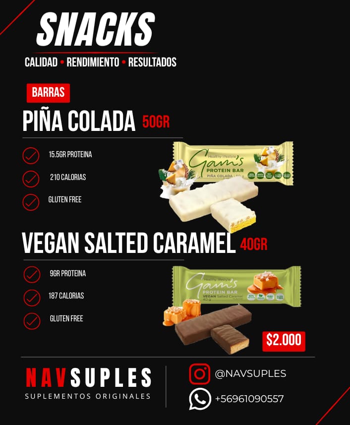 Barra proteica Piña Colada y Salted Caramel